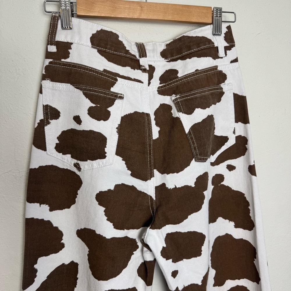 Cow Print High Rise Wide‎ Leg Denim Jeans - Picture 7 of 8